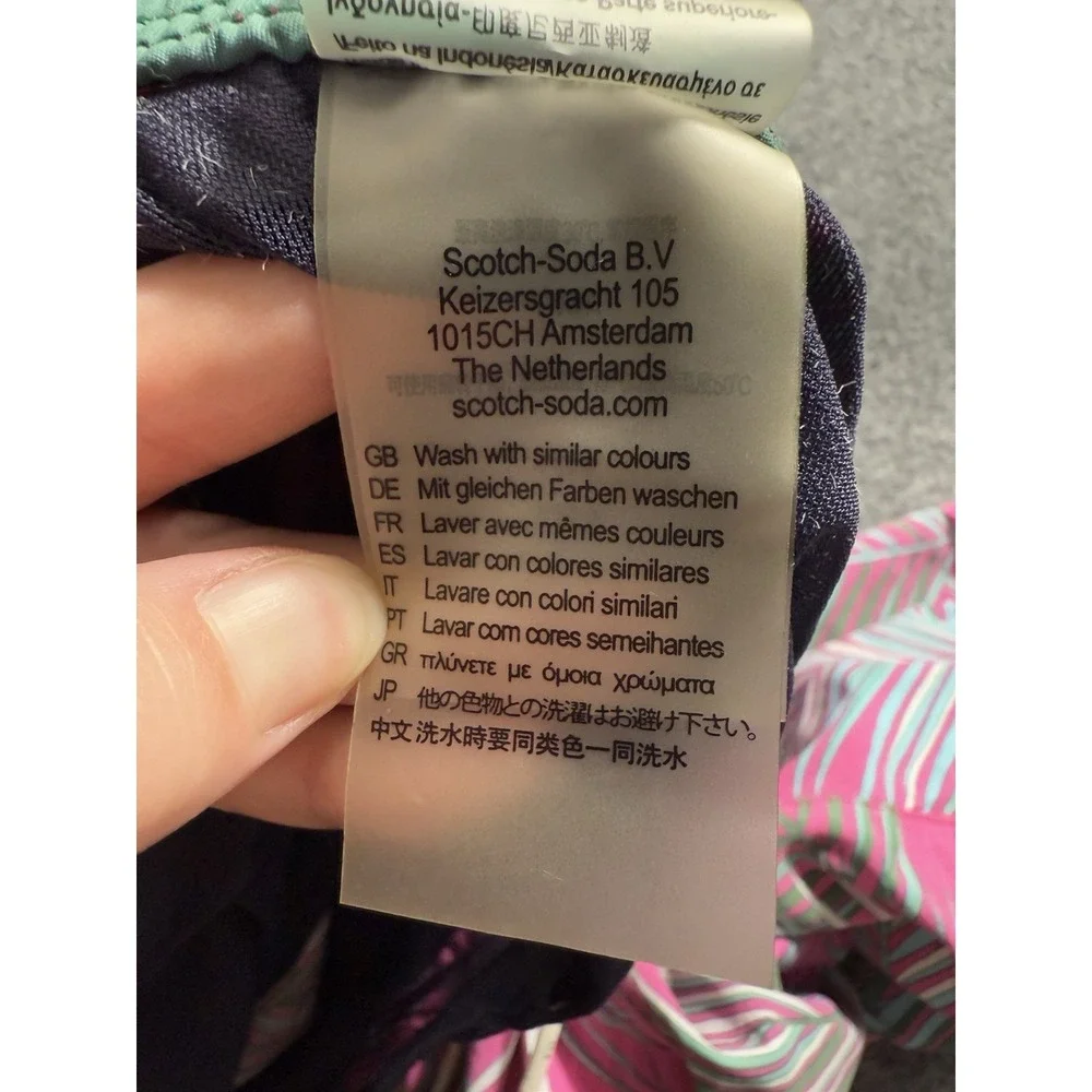 Scotch & Soda Swim‎ Shorts Large Lined Pink Tropical Print Draw String